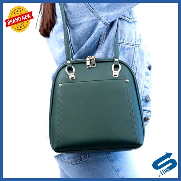 Convertible Vegan Leather Backpack Purse with Shoulder Strap, 10.5x4x11.5in main image 4